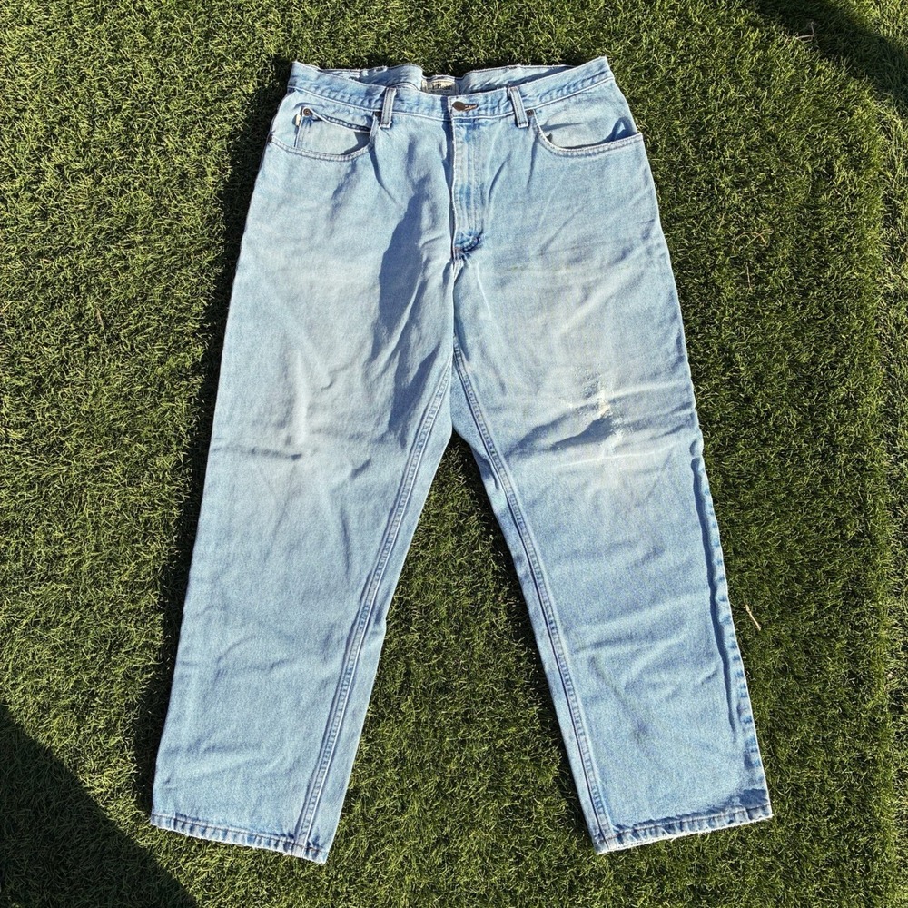 L.L. Bean Vintage Men's 34x28 Jeans Straight Leg Light Wash Faded Blue 90s